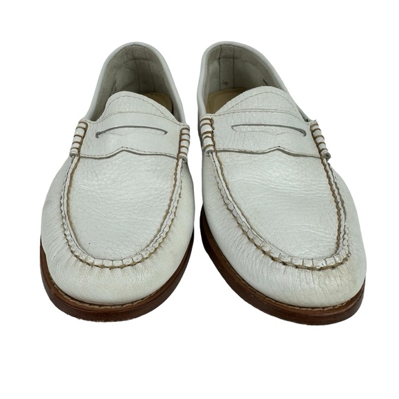 G.H. Bass Weejuns White Leather Penny Loafers 9M Moc Toe Preppie Flats - Picture 4 of 7